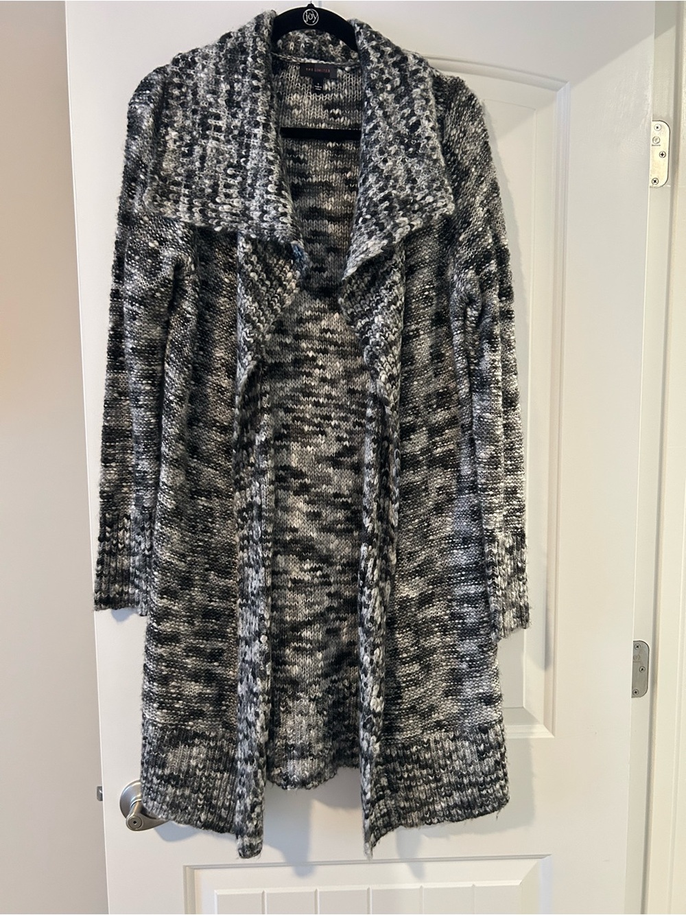 The Limited Black & White Marled Open-Front Cardigan